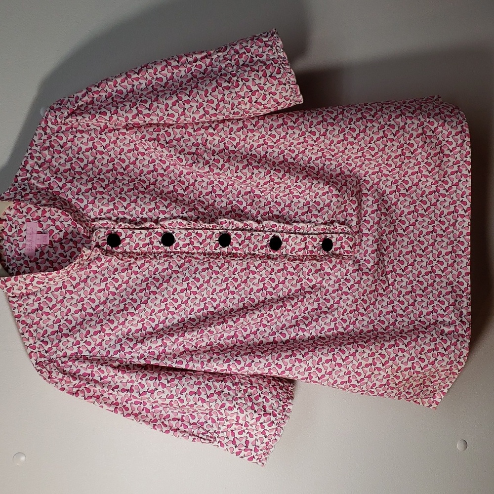 NWOT Lilly Pulitzer Womens Pink Pearl Print Mandarin Collar Cotton Blouse Sz 8